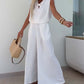 Mouwloze V-hals top en losse broek 2-delige set