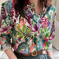 Casual Retro Strandstijl Gedrukt Shirt Met Lange Mouwen