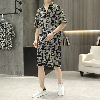 Herenmode Comfortabele Korte Mouw Top & Korte Broek Tweedelige Set