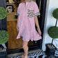 Damesmode gestreepte patchwork overhemdjurken met luipaardprint