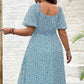 💗Zomerspecials - 50% KORTING💗Plus-size jurk met korte mouwen en split en bloemenprint
