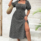 💗Zomerspecials - 50% KORTING💗Plus-size jurk met korte mouwen en split en bloemenprint