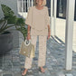 Dames Casual Tweedelige Set: Ronde Hals Halve Mouw Top en Geprinte Broek