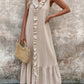Casual Vrouwenjurk met V-Hals Mouwloos Gerimpelde Maxi Dress