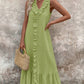 Casual Vrouwenjurk met V-Hals Mouwloos Gerimpelde Maxi Dress