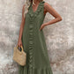 Casual Vrouwenjurk met V-Hals Mouwloos Gerimpelde Maxi Dress
