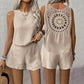 Casual dames broek 2-delige mouwloze top set