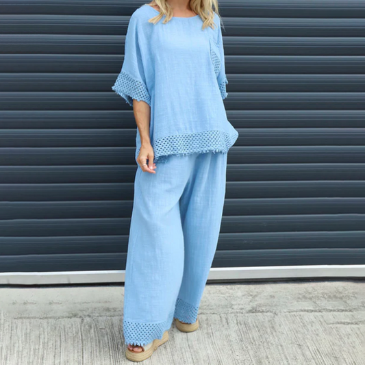 Casual top- en brede broek voor dames