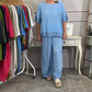Casual top- en brede broek voor dames