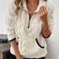 Sweatshirt met halve rits en pluizige zak