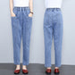Dames Elastische Jeans met Hoge Taille en Rechte Pijpen