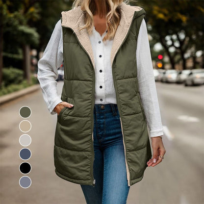 🌸 Up tot 50% korting🔥Dames Herfst Omkeerbare Bodywarmer Mouwloos Faux Fleece Jack