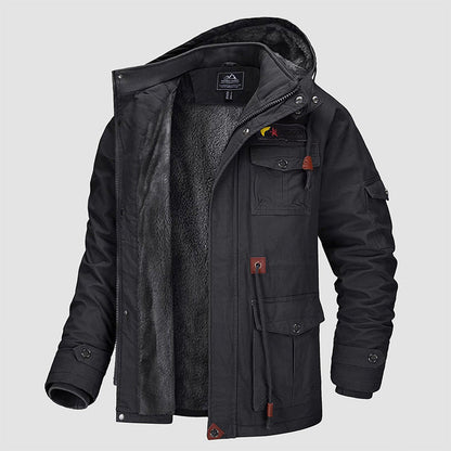 Heren winterjas met trekkoord van katoen in militaire stijl - Comfort en stijl gecombineerd