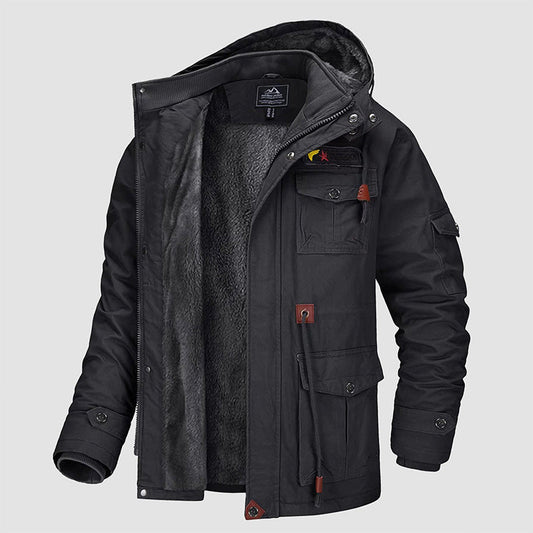 Heren winterjas met trekkoord van katoen in militaire stijl - Comfort en stijl gecombineerd