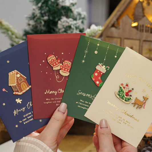 Vrolijke kerstkaart met envelop
