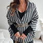 Dames pied-de-poule poncho met open voorkant
