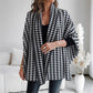 Dames pied-de-poule poncho met open voorkant