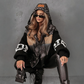 Dames Patchwork Gebreide Mouw Gewatteerde Hoodie Jas