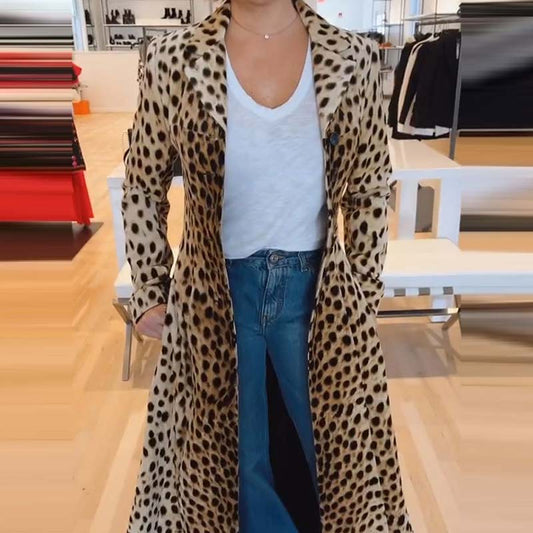 Lange jas met luipaardprint voor dames – Gedurfd en elegant