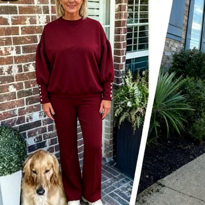 2-delige set van sweatshirt en broek in plus size voor dames