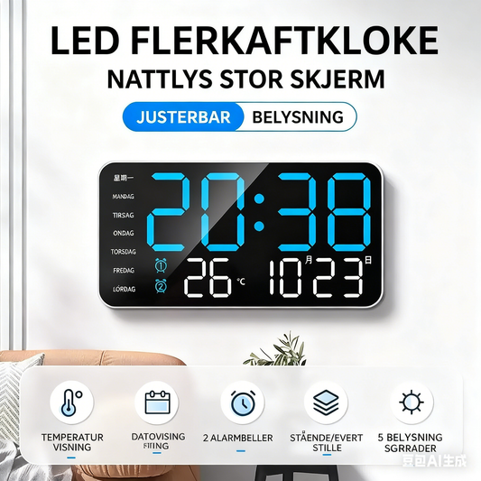 📢📢50% KORTING !! ⏰Multifunctionele decoratieve LED digitale wandklok, de ultieme digitale klok voor het moderne Noorse huis